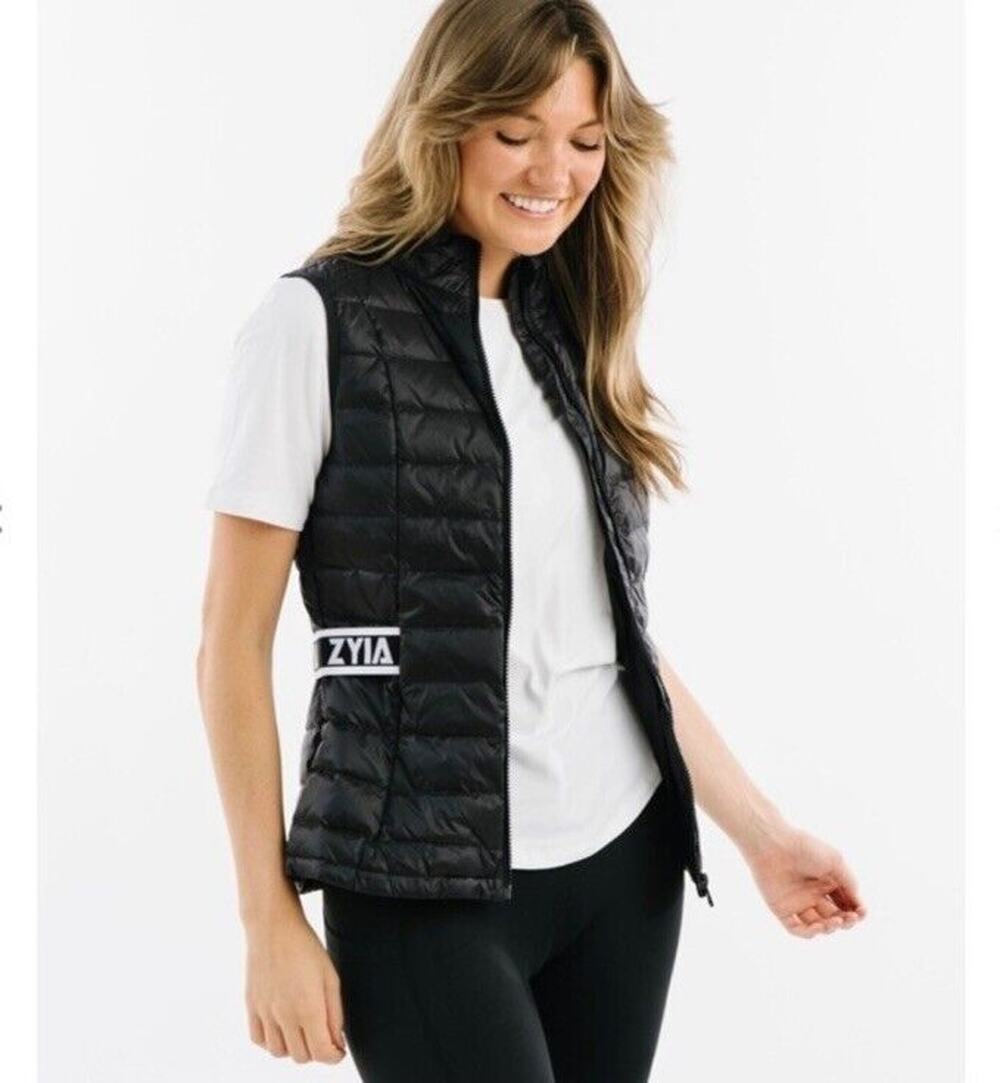 Zyia Vest Womens Size Small Black Alpine Goose Down Lightweight Packable Puffer